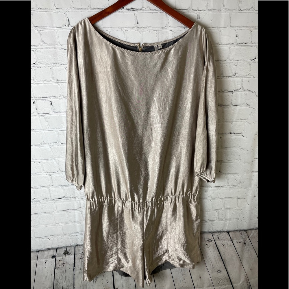 RACHEL Rachel Roy Satin Romper Pale Gold Champagne